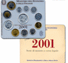 NL* ITALIA Divisionale 2001 Giuseppe VERDI 12 Valori 500 e 1000 Lire argento FDC