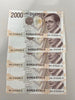 NL* Banconota BANCA ITALIA Lotto 5 PEZZI 2000 Lire MARCONI CONSECUTIVE FDS A3