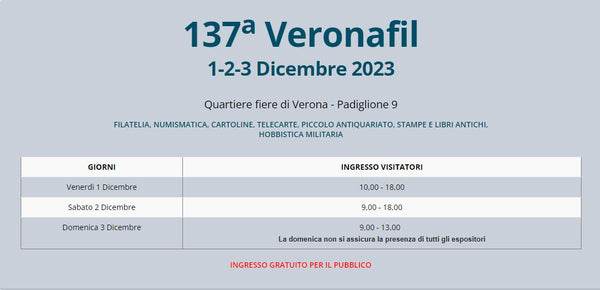 Mailing list 100 VI ASPETTO TUTTI AL VERONAFIL 2023 1-2-3 Dicembre