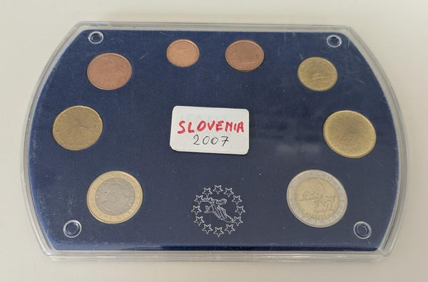 NL* SLOVENIA EURO COINS SET 2007 8 Valori dal 2 EURO a 1 CENT FDC set come foto