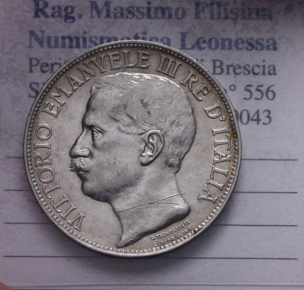 NL* VEIII RE D'ITALIA 2 Lire ARGENTO 1911 CINQUANTENARIO ottima conservazione *