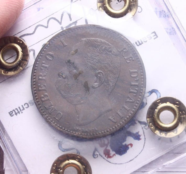 NL* UMBERTO I 5 CENTESIMI RAME 1896 ROMA MOLTO RARA R2 SPL+ Perizia Filisina M
