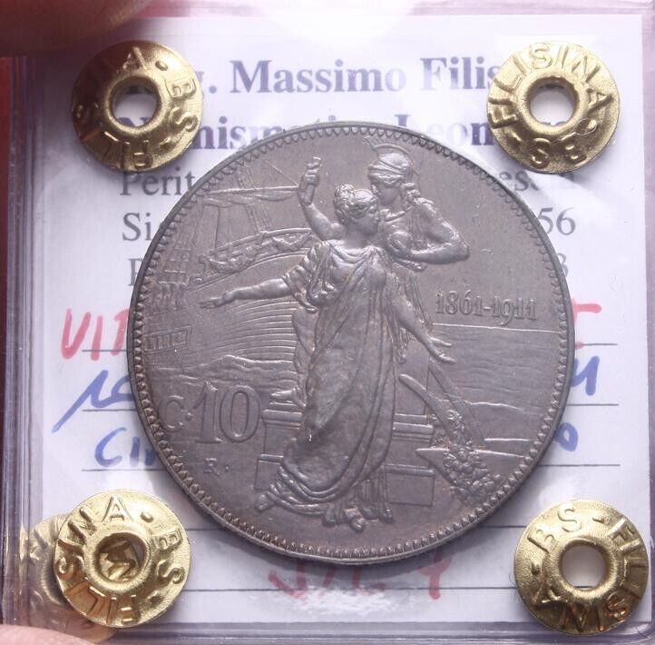 EN* VEIII Italy 10 CENTS 1911 FIFTIETH ANNIVERSARY SPL+ Filisina Massimo Expertise