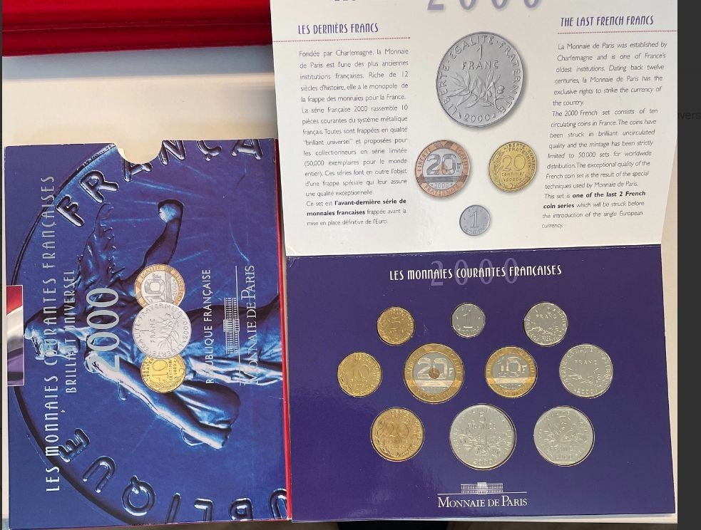 NL* FRANCIA Monnaie de Paris DIVISIONALE COFFRET 2000 10 Valori FDC/B.UNC
