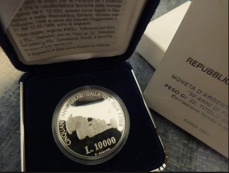 NL* San Marino 10000 Lire Argento 1998 50 ANNI DI FERRARI PROOF set ZECCA