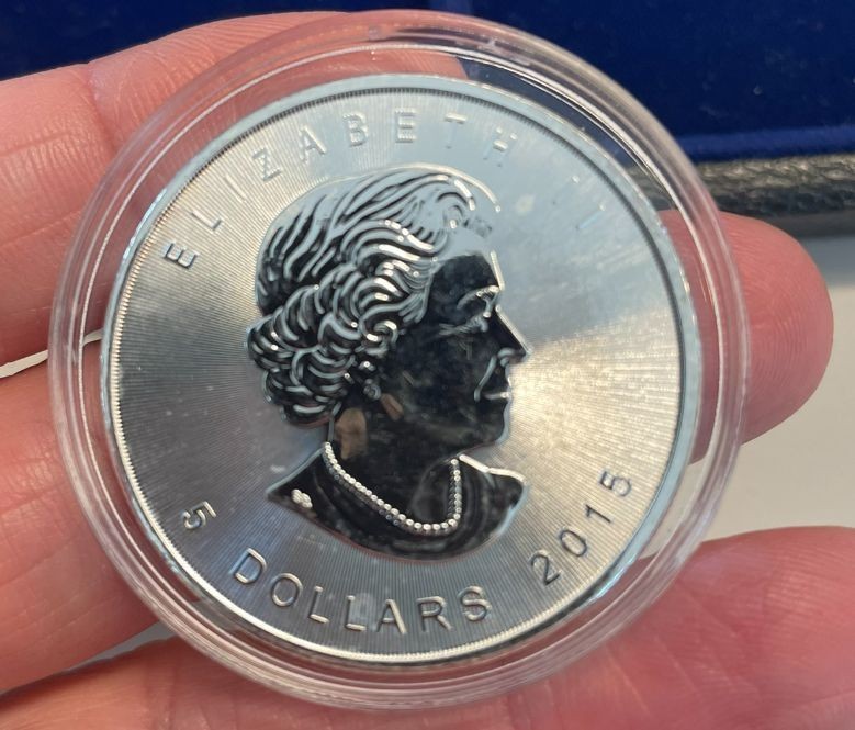 NL* CANADA 5 Dollari argento 2015 ONCIA ARGENTO PURO Foglia Acero Maple leaf OZ