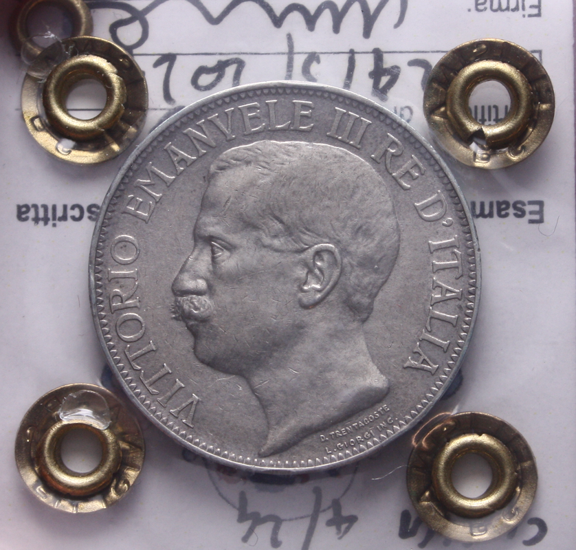 NL* VEIII 2 Lire ARGENTO 1911 CINQUANTENARIO QSPL colpetto Perizia Filisina
