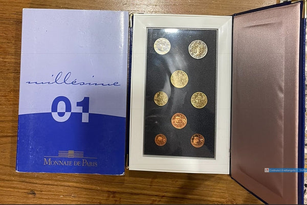 NL* FRANCIA Monnaie de Paris DIVIS. 2001 8 Valori IN EURO FONDO SPECCHIO PROOF