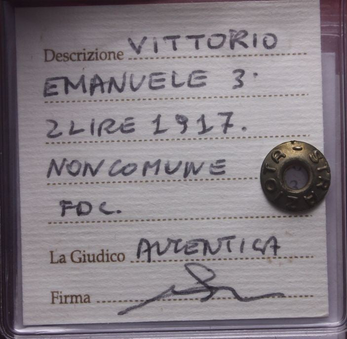 NL* VEIII Italia 2 LIRE ARGENTO 1917 QUADRIGA BRIOSA RARA FDC Perizia Straziota