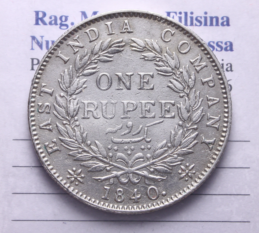 NL* INDIA BRITANNICA REGINA VITTORIA 1 Rupia ONE RUPEE 1840 come da foto