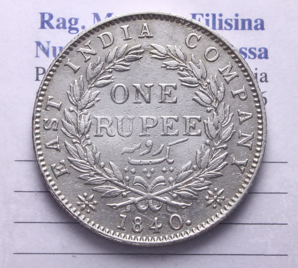 NL* INDIA BRITANNICA REGINA VITTORIA 1 Rupia ONE RUPEE 1840 come da foto