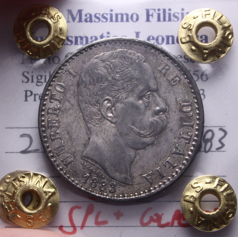 NL* UMBERTO I 2 LIRE ARGENTO 1883 ROMA SPL+ COLPETTO Perizia Filisina Massimo
