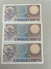 NL* BANCA D'ITALIA Lotto tre banconote 500 LIRE MERCURIO FDS 14 FEBBRAIO 1974