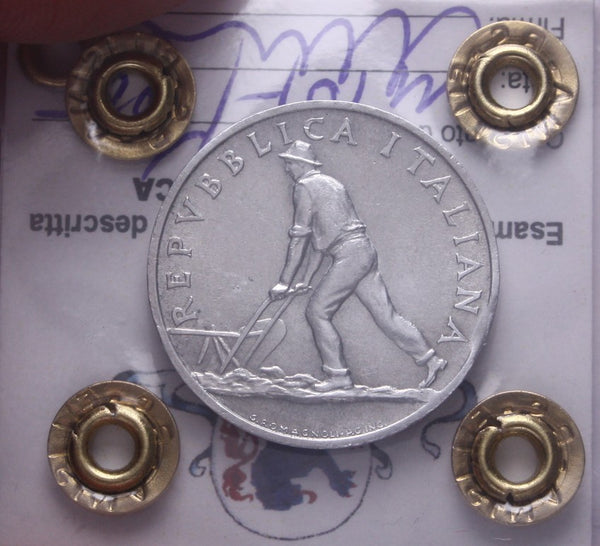 NL* Italia Repubblica 2 LIRE ARATRO 1949 NC QFDC Perizia Filisina Massimo