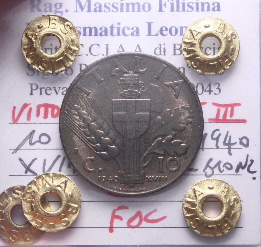 NL*VEIII 10 CENTESIMI BRONZITAL IMPERO 1940 XVIII FDC Perizia Filisina Massimo**