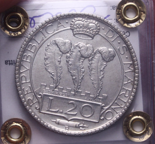 NL* SAN MARINO 20 Lire ARGENTO 1931 Roma SPL+ Perizia Filisina Massimo