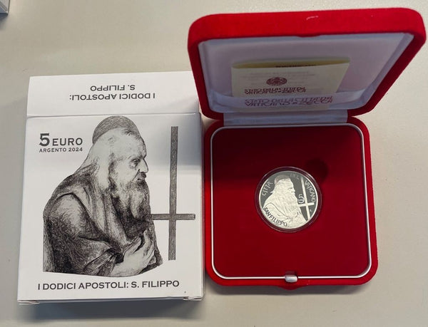 NL* VATICANO 5 Euro ARGENTO 2024 12 Apostoli SAN FILIPPO PROOF set Zecca