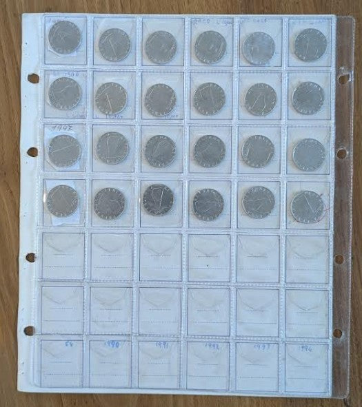 NL* ITALIA LOTTO 24 pezzi 5 LIRE DELFINO DAL 1995 AL 1998 tutte FDC da rotolino