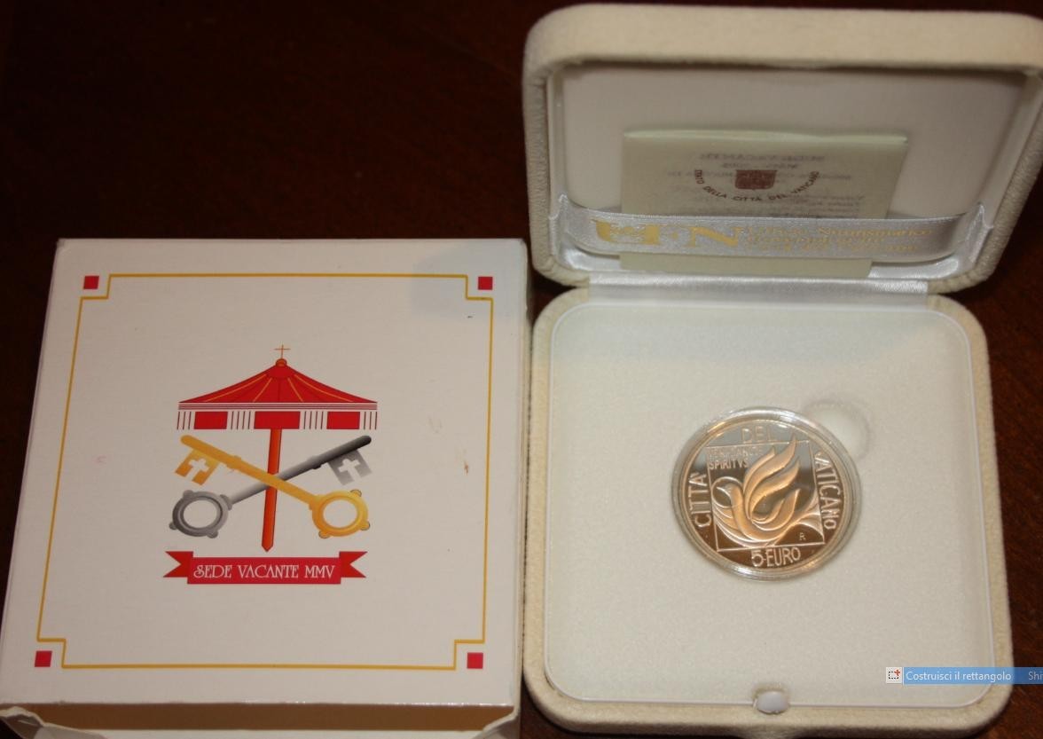 NL* Città del VATICANO 5 Euro ARGENTO 2005 SEDE VACANTE PROOF Set zecca