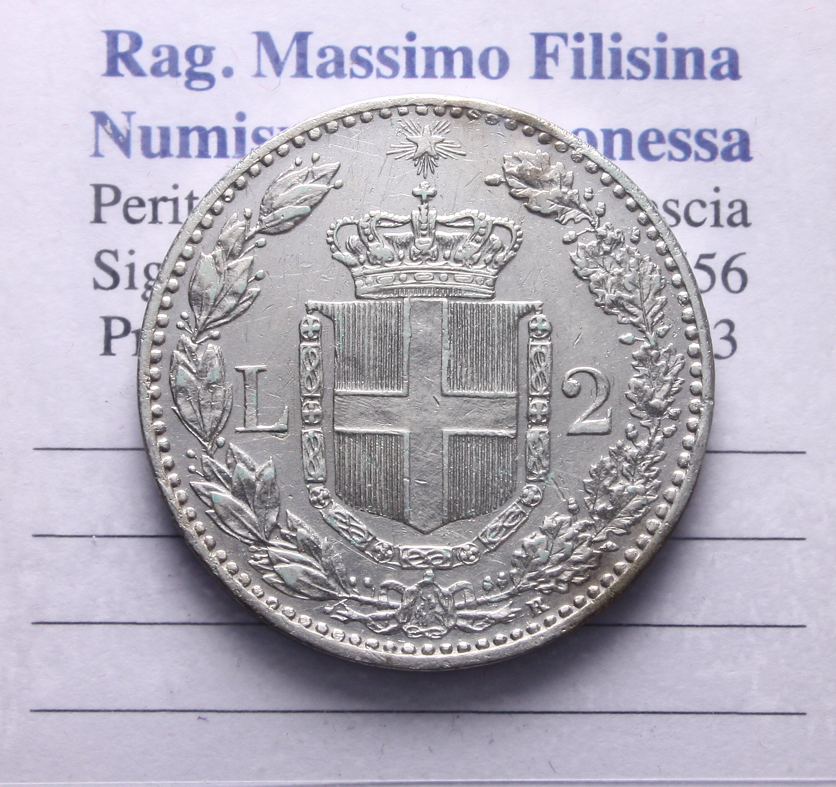 NL* UMBERTO I 2 LIRE ARGENTO 1899 ROMA come da foto