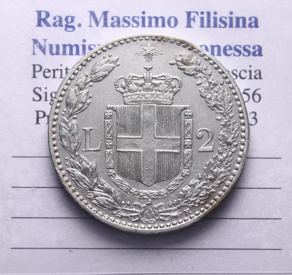 NL* UMBERTO I 2 LIRE ARGENTO 1899 ROMA come da foto