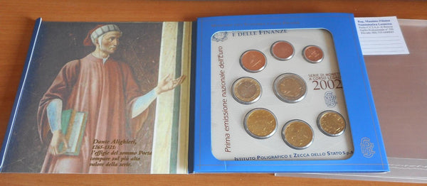 NL* ITALIA Serie Divisionale 2002 PRIMA EMISSIONE 8 Valori in Euro FDC set Zecca