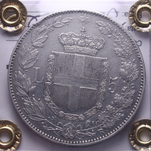 NL* UMBERTO I 5 LIRE Argento 1879 ROMA BB+ Perizia Filisina Massimo