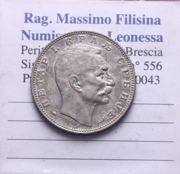 NL* SERBIA KING PETER I KARADORDEVIC 1 DINAR Silver 1915