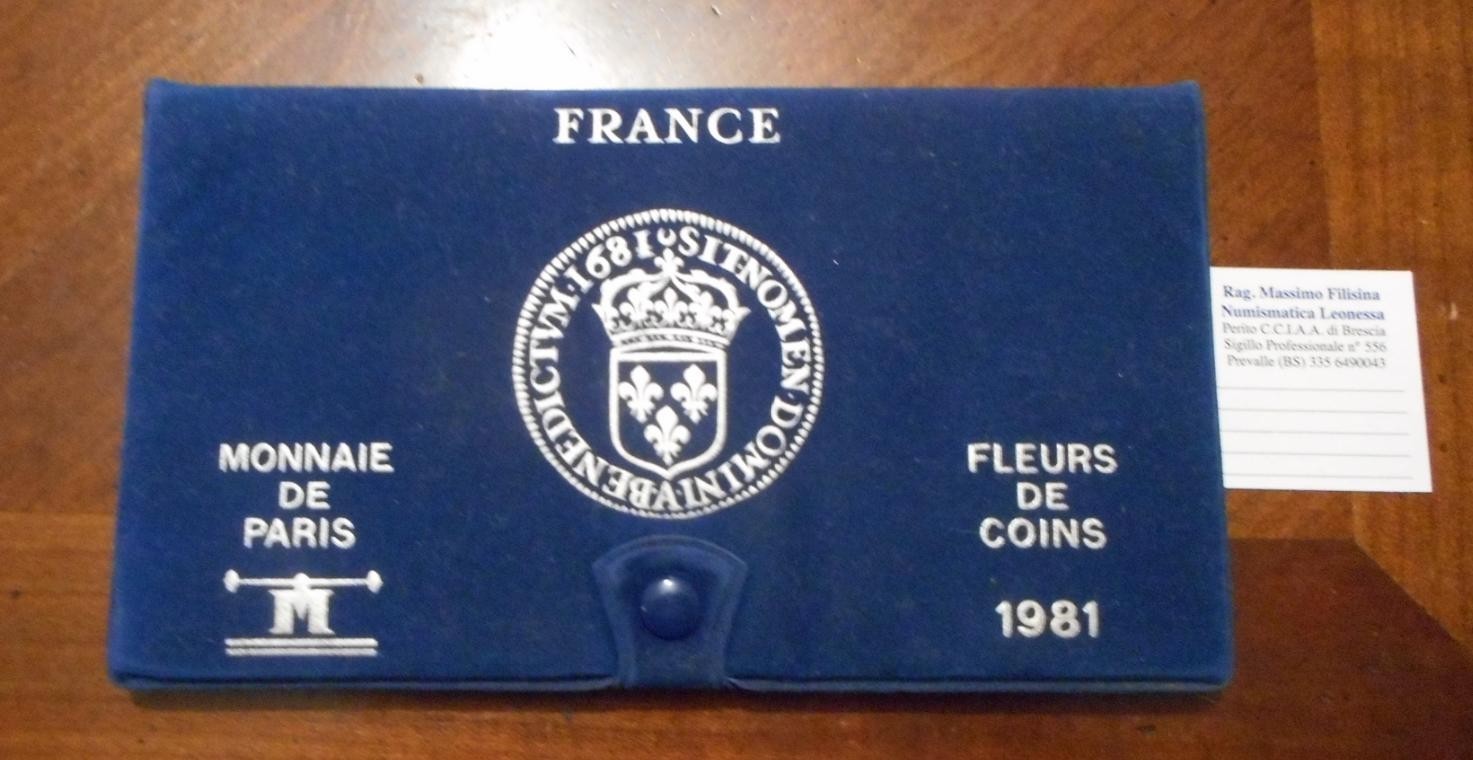 NL* FRANCIA FRANCE Monnaie de Paris Coffret Divisionale 1981 con 10 Franchi ag