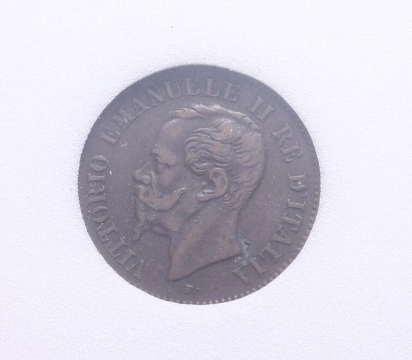 NL* VEII RE D' ITALIA 2 CENTESIMI RAME 1862 NAPOLI XF 45 IN SLAB NNC Usa