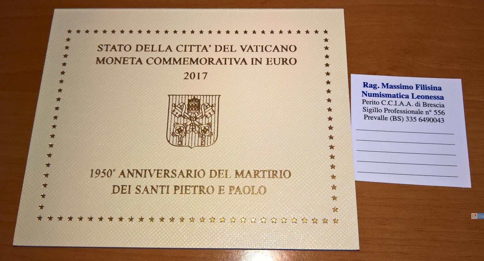NL* CITTA' DEL VATICANO FRANCESCO 2 Euro 2017 MARTIRIO SANTI PIETRO E PAOLO FDC
