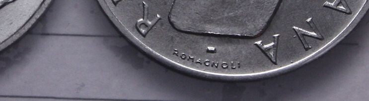 NL*Italia Repubblica 5 LIRE DELFINO 1954 VARIANTE FIRMA DISTANTE FDC da ROTOLINO
