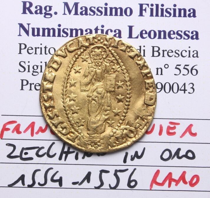 NL*VENICE Doge FRANCESCO VENIER 1554-1556 RARE AU ZECCHINO BB Filisina Certificate