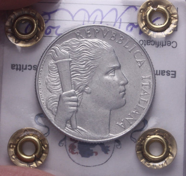 NL* Italia Repubblica 5 LIRE ITALMA UVA 1949 QFDC/FDC Perizia Filisina Massimo