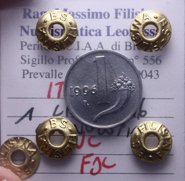 NL* Italia Repubblica 1 LIRA CORNUCOPIA 1996 NC FDC Perizia Filisina Massimo