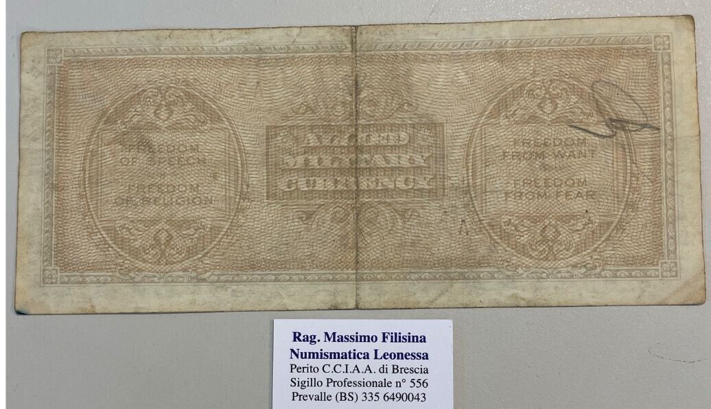 NL* ITALIA Banconota OCCUPAZIONE MILITARE 1000 AM LIRE 1943 A Bilingue *431A