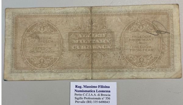 NL* ITALY Banknote MILITARY OCCUPATION 1000 AM LIRE 1943 A Bilingual *431A