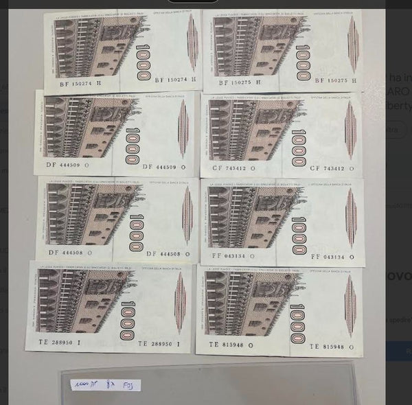 NL* BANCA D' ITALIA lotto 8X 8 BANCONOTE 1000 Lire Marco Polo FIOR DI STAMPA