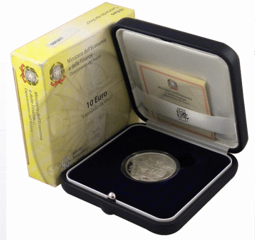 NL* ITALIA Repubblica 10 EURO Argento 2006 LEONARDO DA VINCI PROOF FS set Zecca