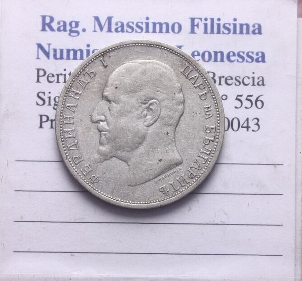 NL* BULGARIA KING FERDINAND I 1 LEV Silver 1912 Excellent Condition