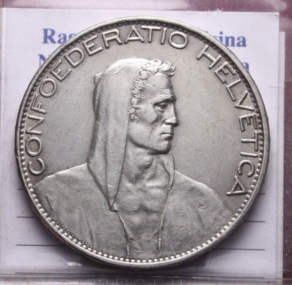 EN* SWITZERLAND HELVETIA 5 FRANCS SILVER 1925 BERN RARE excellent condition