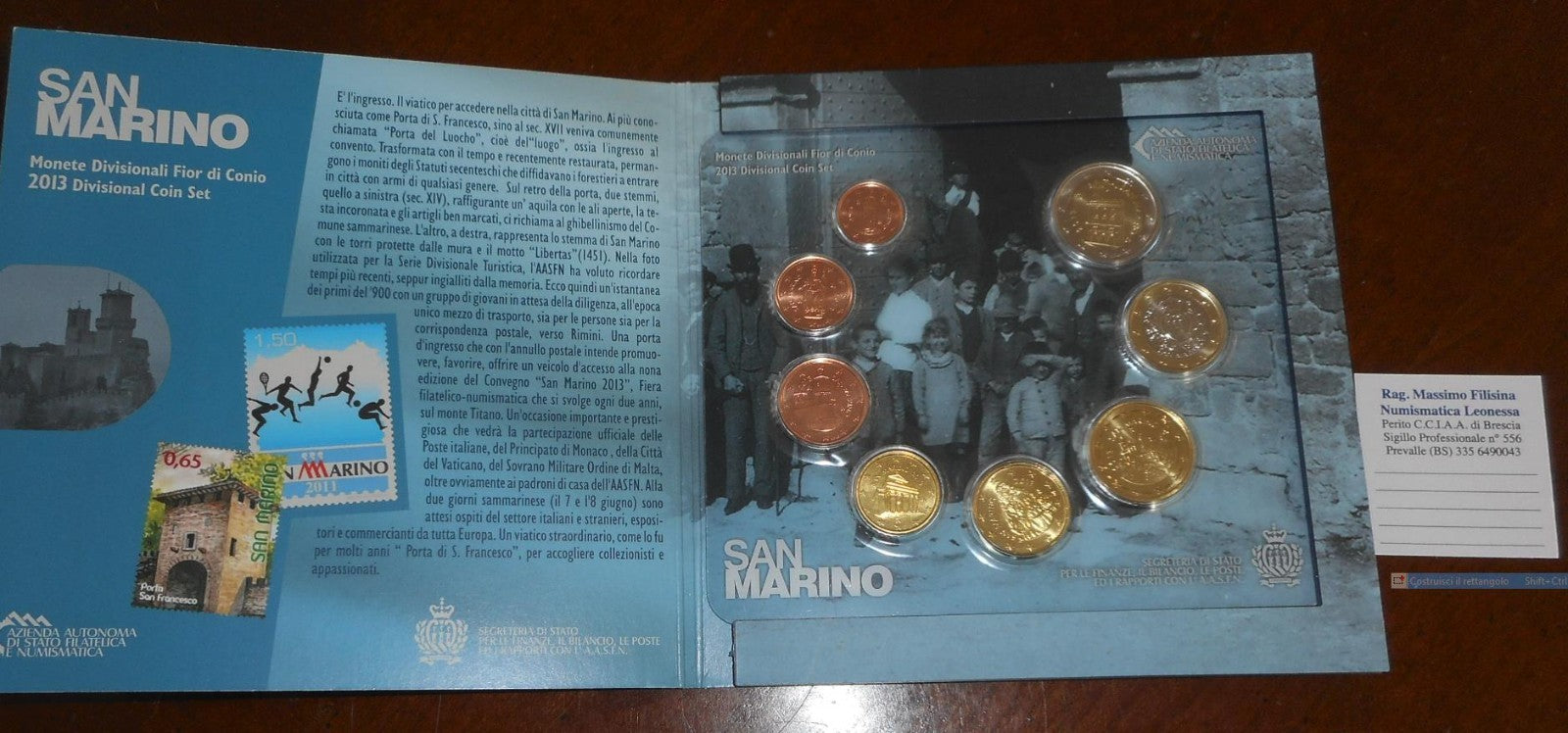 NL* SAN MARINO Divisionale 2013 8 VALORI IN EURO FDC SET zecca