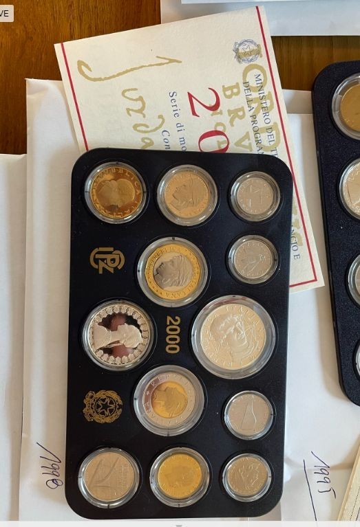 NL* ITALIA Divisionale 2000 con 500  e 1000 Lire in Argento G. BRUNO PROOF NA