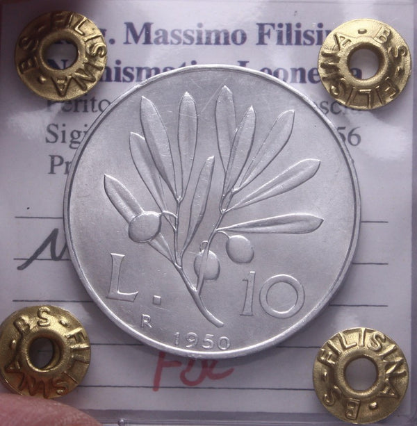 NL* Italia 10 LIRE PEGASO 1950 FDC Perizia Filisina Massimo
