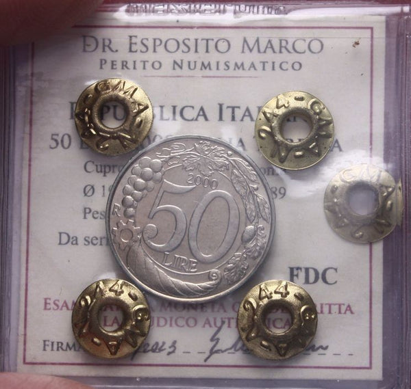 NL* Italia Repubblica 1 50 LIRE 2000 ITALIA TURRITA FDC Perizia ESPOSITO MARCO