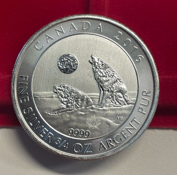 NL* CANADA 2 Dollari 2016 3/4 OZ ONCIA ARGENTO PURO Animali Selvatici LUPI FDC