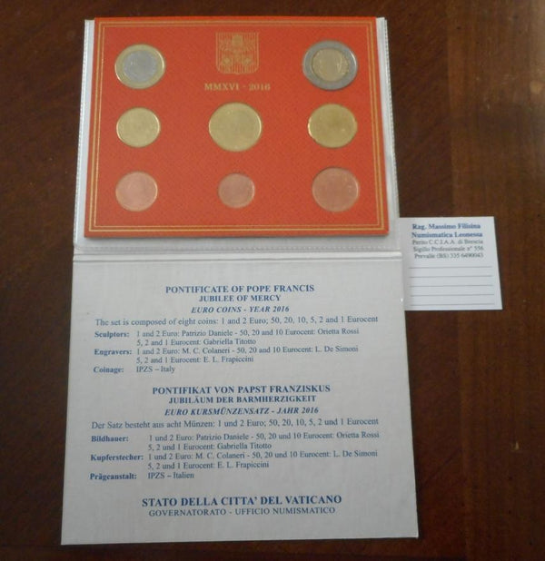 NL* CITTA' VATICANO PAPA FRANCESCO I Divisionale 2016 8 valori in euro FDC zecca