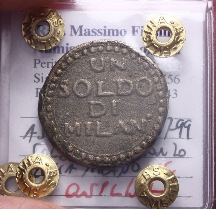 NL* LOMBARDIA ASSEDIO MANTOVA 1799 UN SOLDO DI MILANO QSPL/SPL Perizia Filisina