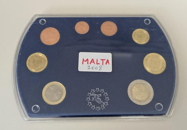 NL* MALTA EURO COINS SET 2008 8 Valori dal 2 EURO a 1 CENT FDC set come da foto