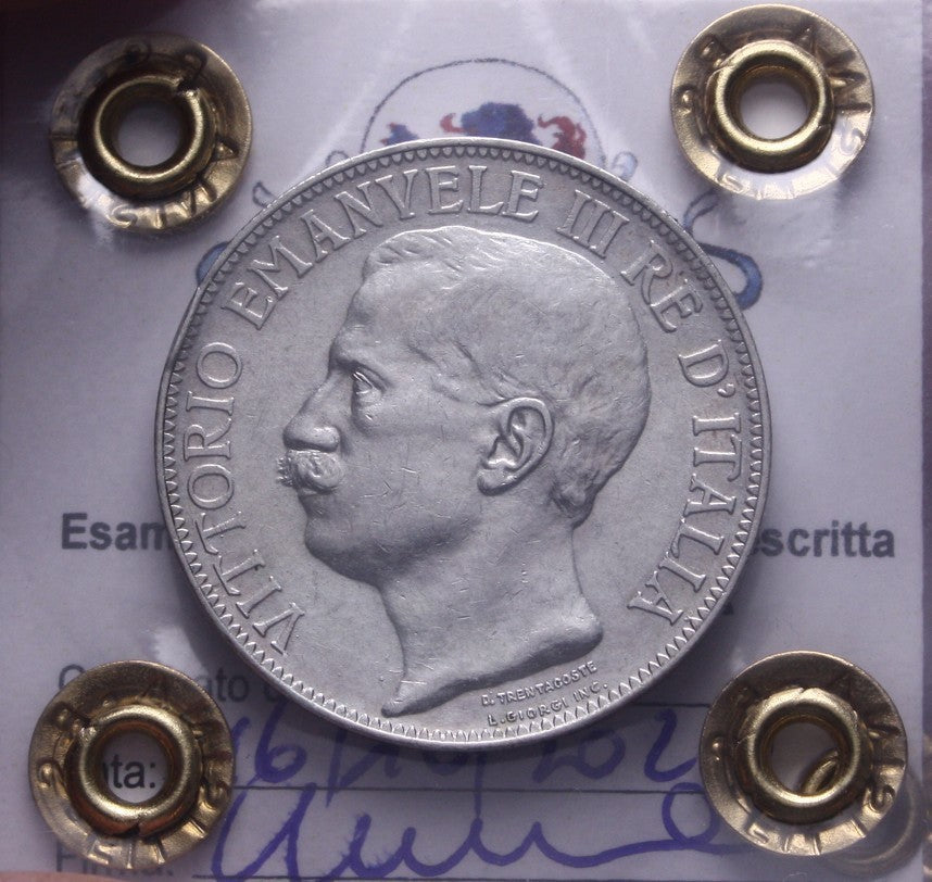 NL* VEIII RE D'ITALIA 2 Lire ARGENTO 1911 CINQUANTENARIO QSPL Perizia Filisina